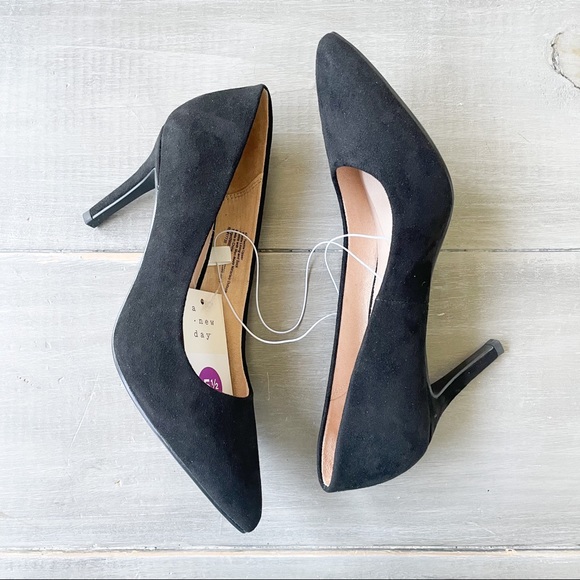 a new day Shoes - NWT A New Day Gemma Heels Black Faux Suede Pumps Black